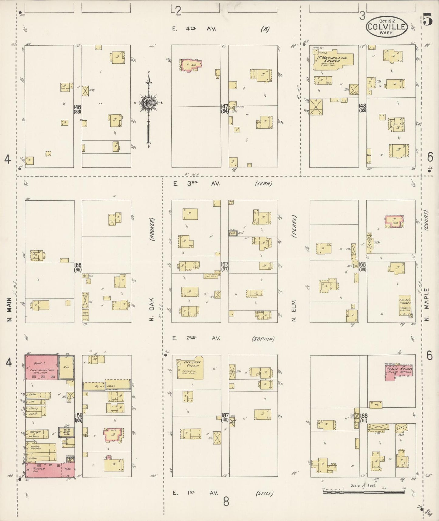 Sanborn Fire Insurance Map from Colville, Stevens County, Washington (1912), Sheet #0005 - Historic Sanborn Fire Insurance Map Print, vintage old map wall art, antique decor, genealogy gift, Washington Washington map