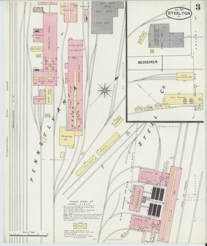 Sanborn Fire Insurance Map from Steelton, Dauphin County, Pennsylvania (1890), Sheet #0003 - Complete Map Set gallery image, historic Sanborn map, vintage wall art, Pennsylvania Pennsylvania