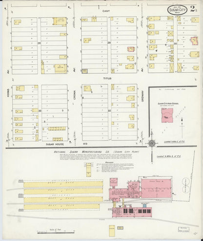 Sanborn Fire Insurance Map from Sugar City, Crowley County, Colorado (1911), Sheet #0002 - Complete Map Set gallery image, historic Sanborn map, vintage wall art, Colorado Colorado