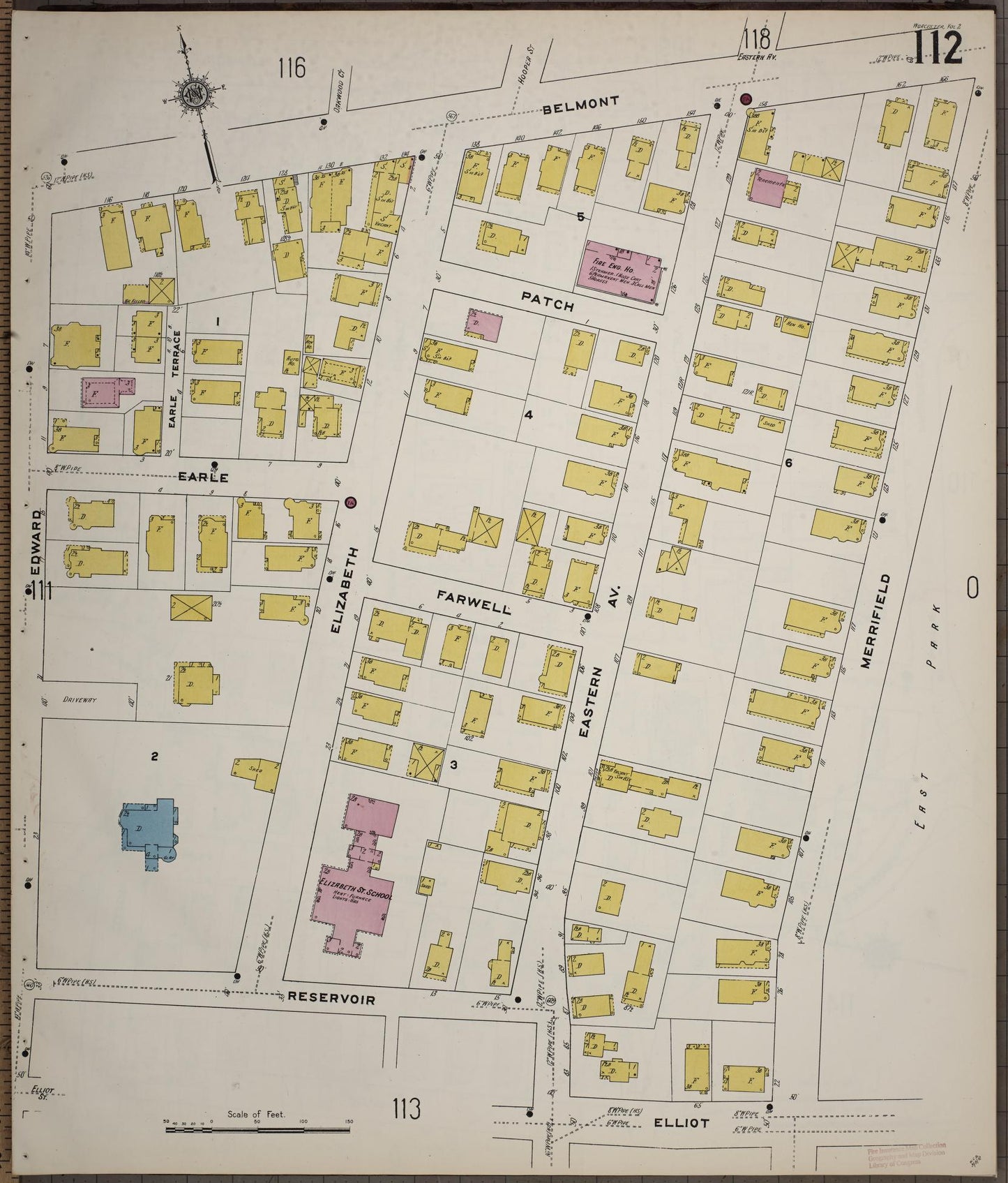 Sanborn Fire Insurance Map from Worcester, Worcester County, Massachusetts (1910), Sheet #0112 - Complete Map Set gallery image, historic Sanborn map, vintage wall art, Massachusetts Massachusetts
