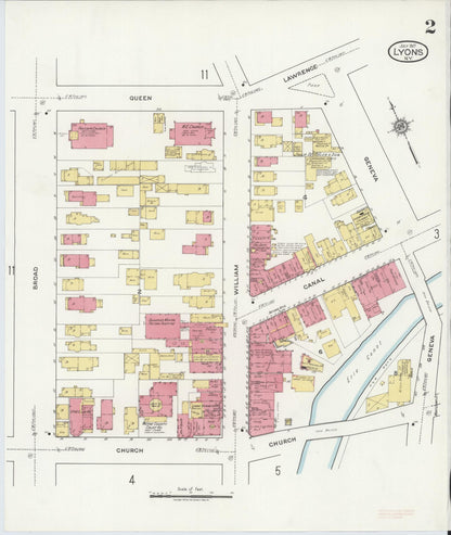 Sanborn Fire Insurance Map from Lyons, Wayne County, New York (1917), Sheet #0002 - Complete Map Set gallery image, historic Sanborn map, vintage wall art, New York New York
