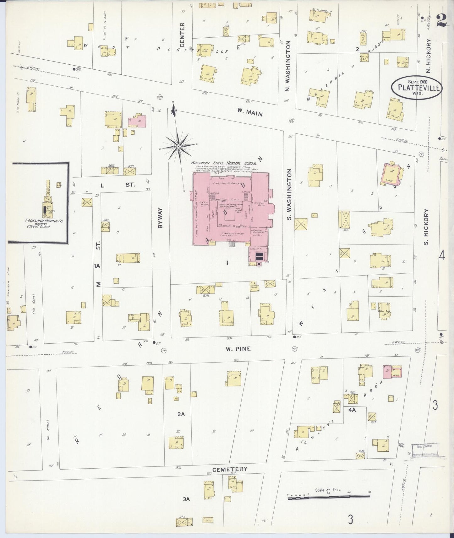 Sanborn Fire Insurance Map from Platteville, Grant County, Wisconsin (1908), Sheet #0002 - Complete Map Set gallery image, historic Sanborn map, vintage wall art, Wisconsin Wisconsin