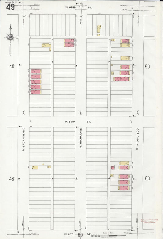 Sanborn Fire Insurance Map from Chicago, Cook County, Illinois (1920), Sheet #0049 - Historic Sanborn Fire Insurance Map Print, vintage old map wall art, antique decor, genealogy gift, Illinois Illinois map