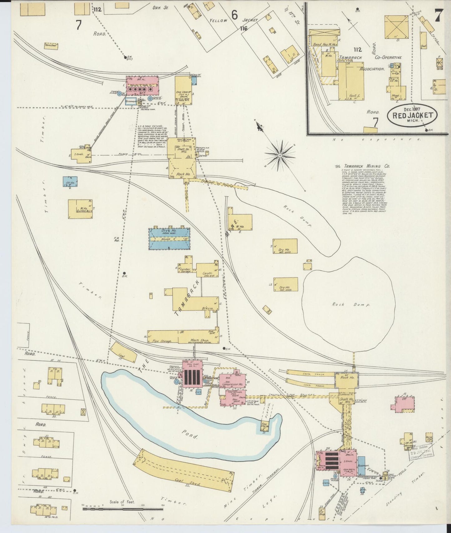 Sanborn Fire Insurance Map from Red Jacket, Houghton County, Michigan (1897), Sheet #0007 - Complete Map Set gallery image, historic Sanborn map, vintage wall art, Michigan Michigan