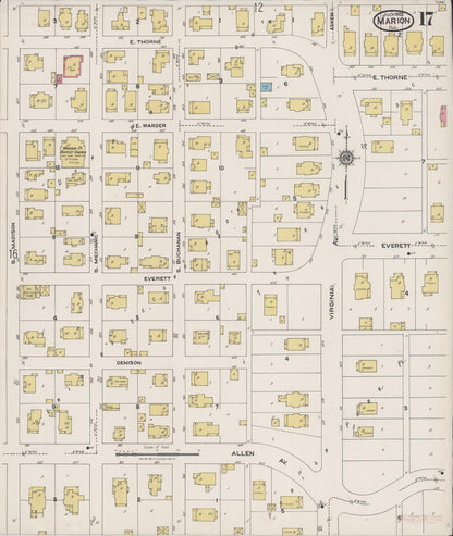 Sanborn Fire Insurance Map from Marion, Williamson County, Illinois (1922), Sheet #0017 - Historic Sanborn Fire Insurance Map Print, vintage old map wall art, antique decor, genealogy gift, Illinois Illinois map