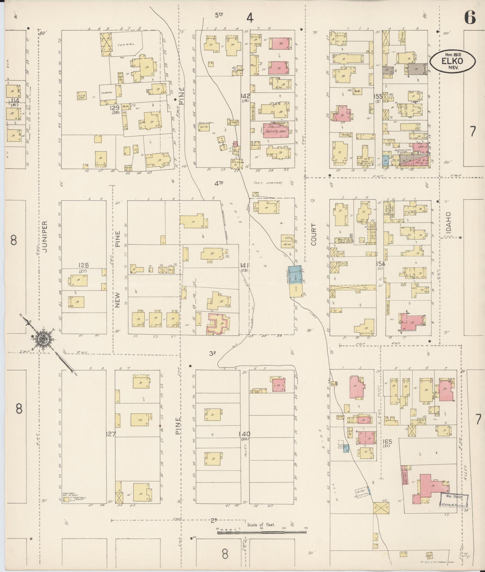 Sanborn Fire Insurance Map from Elko, Elko County, Nevada (1912), Sheet #0006 - Complete Map Set gallery image, historic Sanborn map, vintage wall art, Nevada Nevada