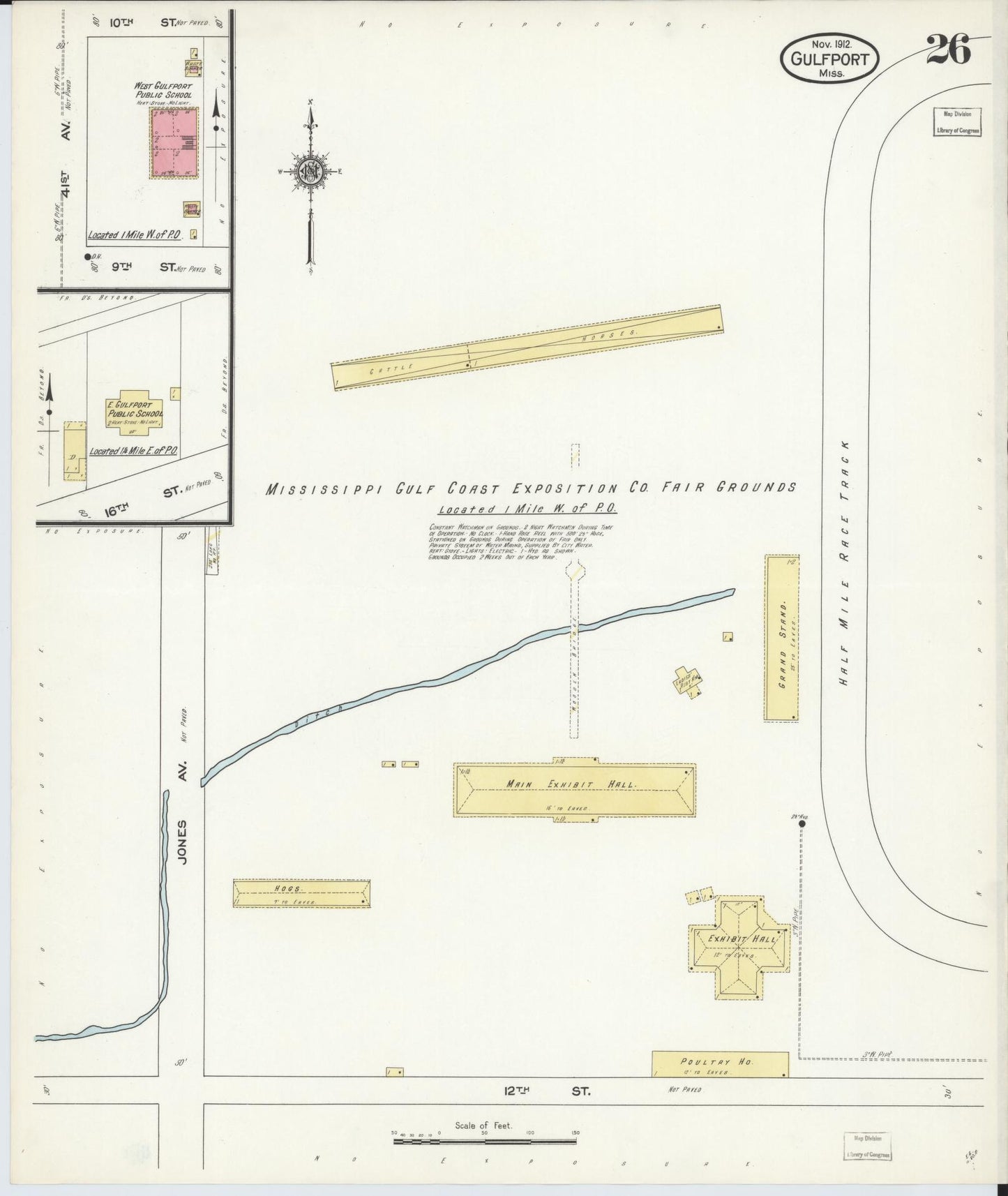 Sanborn Fire Insurance Map from Gulfport, Harrison County, Mississippi (1912), Sheet #0026 - Complete Map Set gallery image, historic Sanborn map, vintage wall art, Mississippi Mississippi