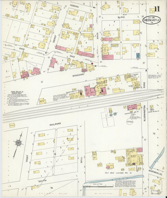 Sanborn Fire Insurance Map from Greencastle, Putnam County, Indiana (1913), Sheet #0011 - Historic Sanborn Fire Insurance Map Print, vintage old map wall art, antique decor, genealogy gift, Indiana Indiana map