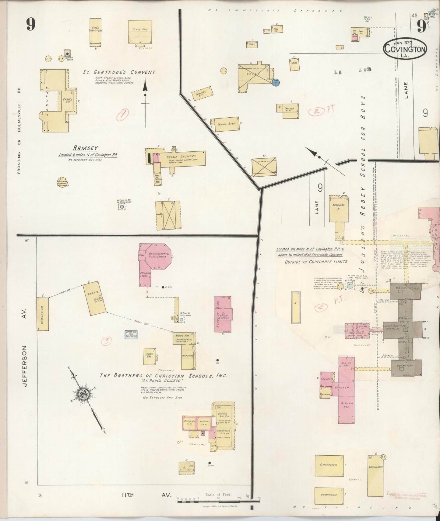 Sanborn Fire Insurance Map from Covington, Saint Tammany Parish, Louisiana (1941), Sheet #0009 - Complete Map Set gallery image, historic Sanborn map, vintage wall art, Louisiana Louisiana
