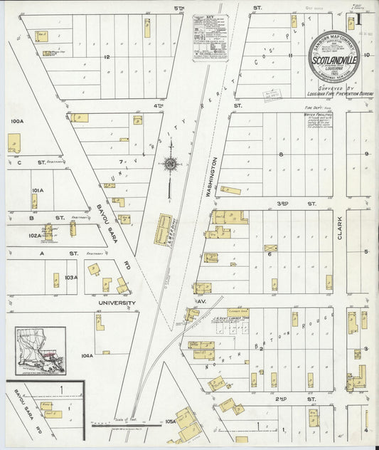 Sanborn Fire Insurance Map from Scotlandville, East Baton Rouge Parish, Louisiana. (1920) – Historic Sanborn Fire Insurance Map Print