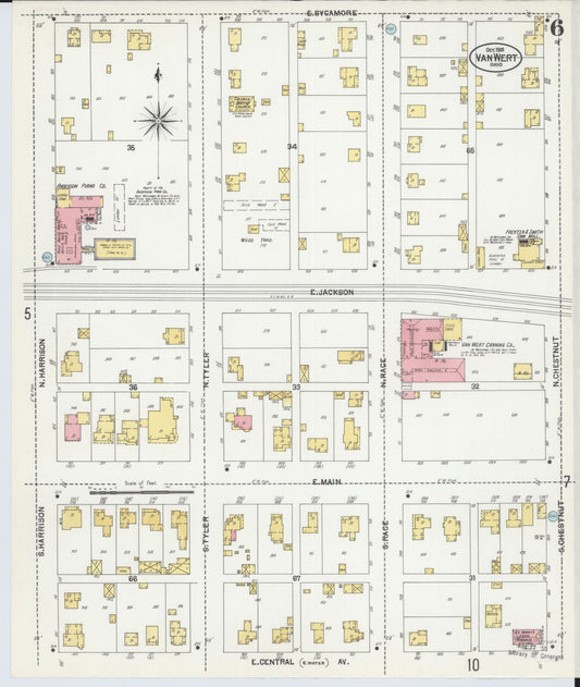 Sanborn Fire Insurance Map from Van Wert, Van Wert County, Ohio (1901), Sheet #0006 - Historic Sanborn Fire Insurance Map Print, vintage old map wall art, antique decor, genealogy gift, Ohio Ohio map