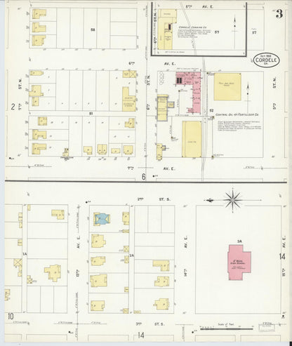 Sanborn Fire Insurance Map from Cordele, Crisp County, Georgia (1908), Sheet #0003 - Complete Map Set gallery image, historic Sanborn map, vintage wall art, Georgia Georgia