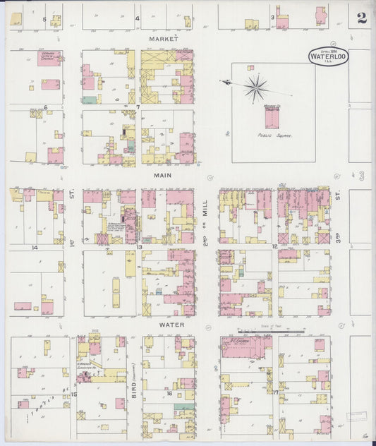 Sanborn Fire Insurance Map from Waterloo, Monroe County, Illinois (1898), Sheet #0002 - Historic Sanborn Fire Insurance Map Print, vintage old map wall art, antique decor, genealogy gift, Illinois Illinois map