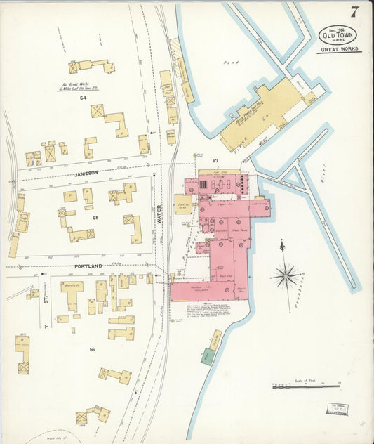 Sanborn Fire Insurance Map from Old Town, Penobscot County, Maine (1906), Sheet #0007 - Historic Sanborn Fire Insurance Map Print, vintage old map wall art, antique decor, genealogy gift, Maine Maine map