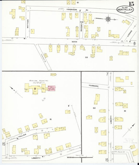 Sanborn Fire Insurance Map from Montpelier, Washington County, Vermont (1909), Sheet #0015 - Historic Sanborn Fire Insurance Map Print, vintage old map wall art, antique decor, genealogy gift, Vermont Vermont map