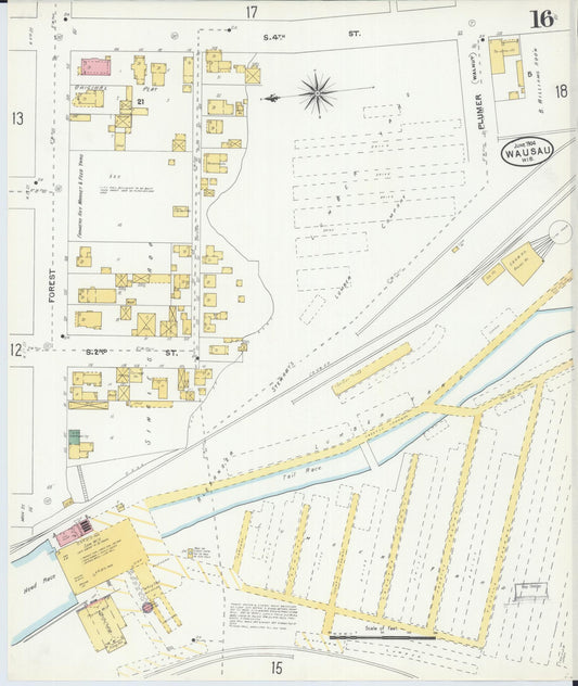 Sanborn Fire Insurance Map from Wausau, Marathon County, Wisconsin (1904), Sheet #0016 - Historic Sanborn Fire Insurance Map Print, vintage old map wall art, antique decor, genealogy gift, Wisconsin Wisconsin map