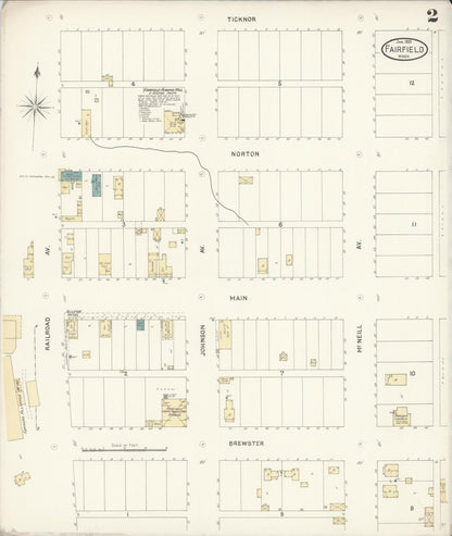 Sanborn Fire Insurance Map from Fairfield, Spokane County, Washington (1899), Sheet #0002 - Complete Map Set gallery image, historic Sanborn map, vintage wall art, Washington Washington