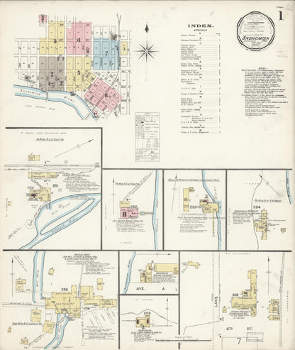 Sanborn Fire Insurance Map from Snohomish, Snohomish County, Washington (1897), Sheet #0001 - Complete Map Set gallery image, historic Sanborn map, vintage wall art, Washington Washington