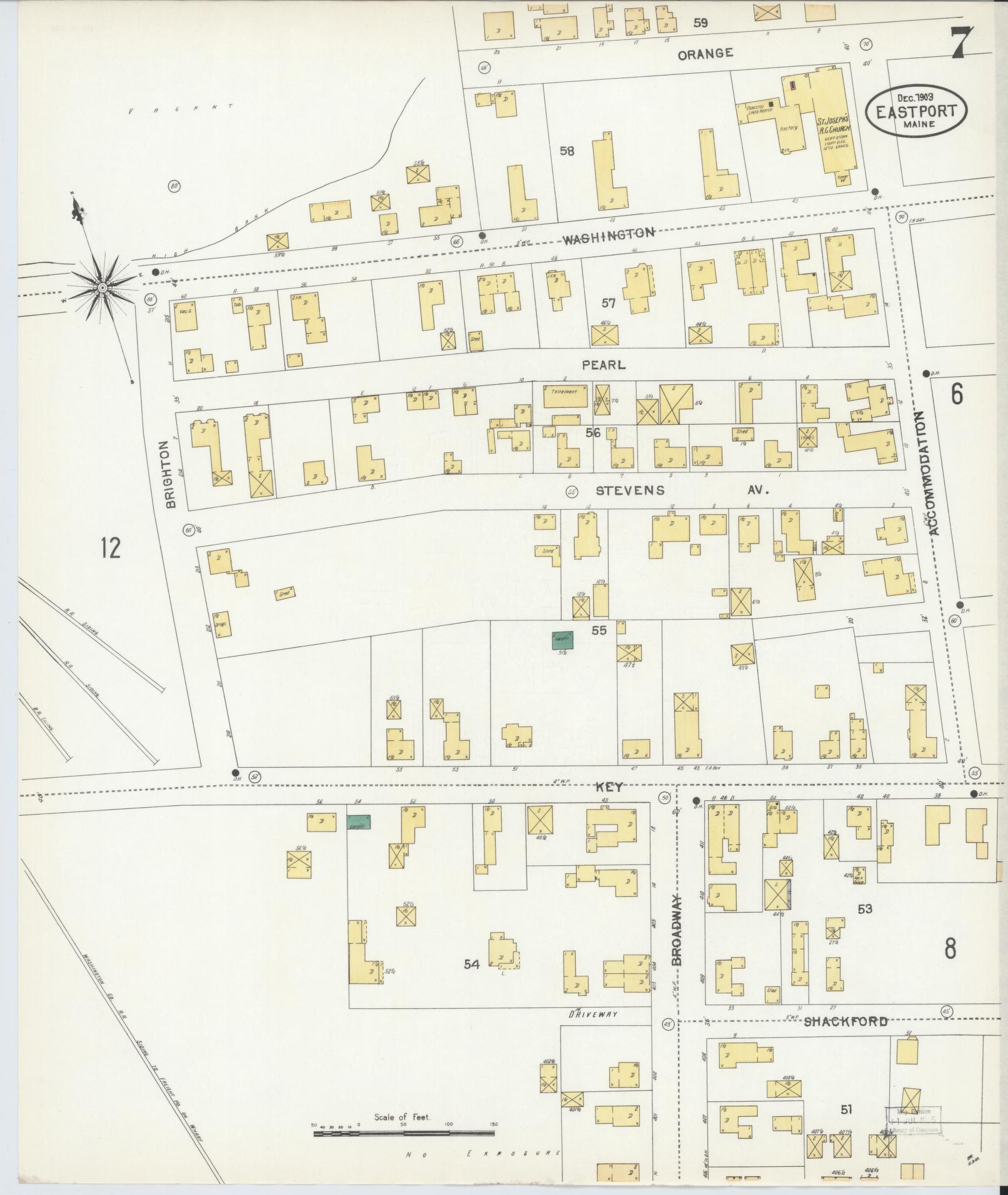 Sanborn Fire Insurance Map from Eastport, Washington County, Maine (1903), Sheet #0007 - Complete Map Set gallery image, historic Sanborn map, vintage wall art, Maine Maine