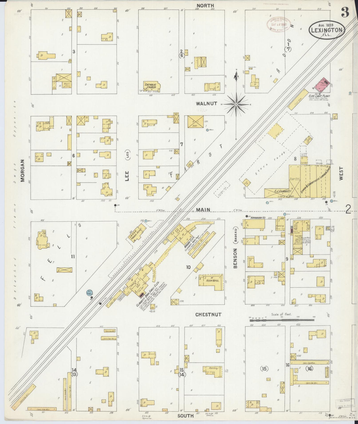 Sanborn Fire Insurance Map from Lexington, McLean County, Illinois (1899), Sheet #0003 - Complete Map Set gallery image, historic Sanborn map, vintage wall art, Illinois Illinois