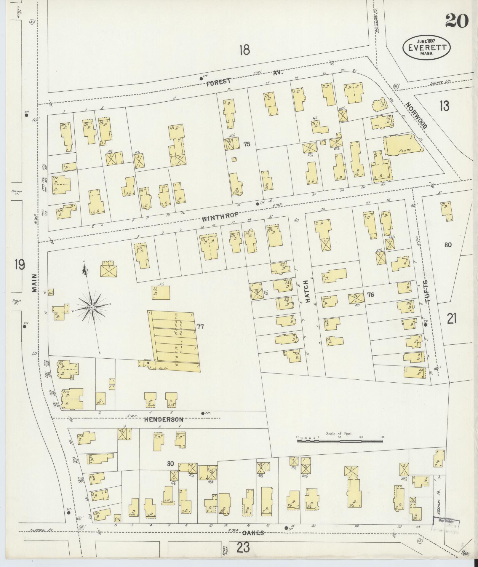 Sanborn Fire Insurance Map from Everett, Middlesex County, Massachusetts (1897), Sheet #0020 - Complete Map Set gallery image, historic Sanborn map, vintage wall art, Massachusetts Massachusetts
