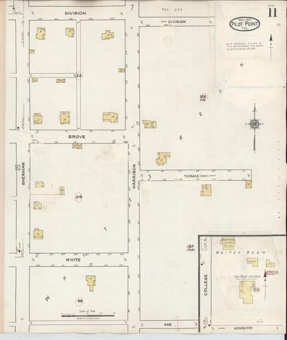 Sanborn Fire Insurance Map from Pilot Point, Denton County, Texas (1940), Sheet #0011 - Historic Sanborn Fire Insurance Map Print, vintage old map wall art, antique decor, genealogy gift, Texas Texas map