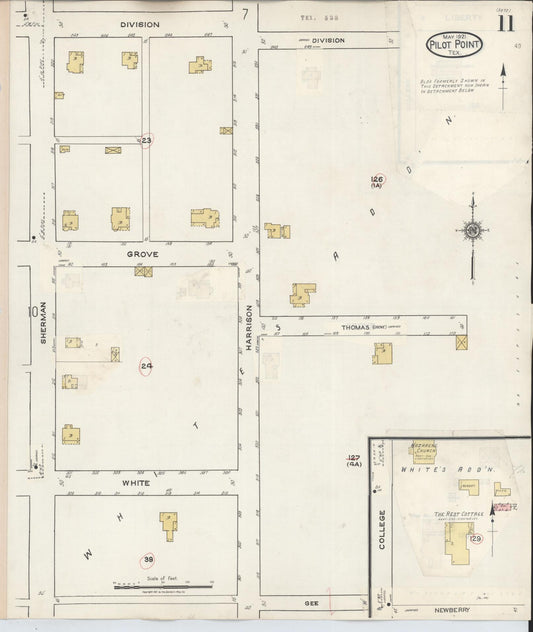 Sanborn Fire Insurance Map from Pilot Point, Denton County, Texas (1940), Sheet #0011 - Historic Sanborn Fire Insurance Map Print, vintage old map wall art, antique decor, genealogy gift, Texas Texas map