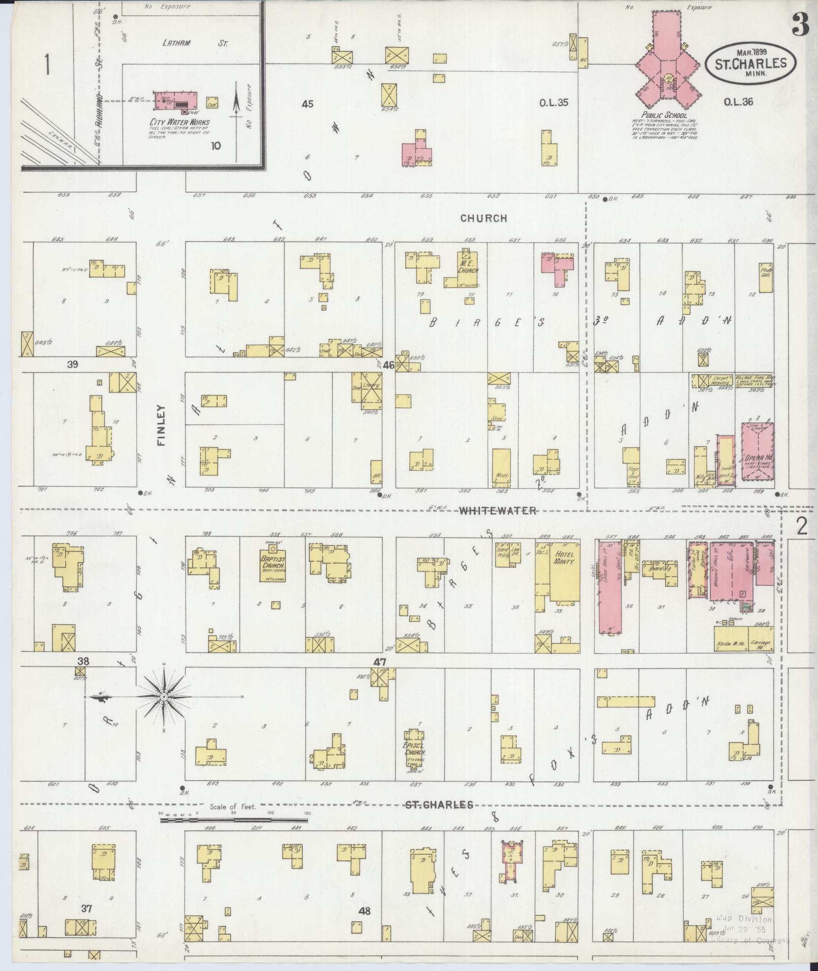 Sanborn Fire Insurance Map from Saint Charles, Winona County, Minnesota (1899), Sheet #0003 - Complete Map Set gallery image, historic Sanborn map, vintage wall art, Minnesota Minnesota