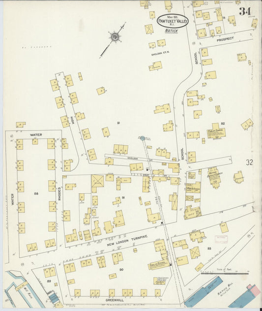 Sanborn Fire Insurance Map from Pawtuxet Valley, Kent and Providence Counties, Rhode Island (1911), Sheet #0034 - Historic Sanborn Fire Insurance Map Print, vintage old map wall art, antique decor, genealogy gift, Washington Washington map