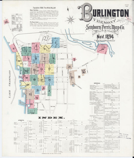 Sanborn Fire Insurance Map from Burlington, Chittenden County, Vermont. (1894) – Historic Sanborn Fire Insurance Map Print