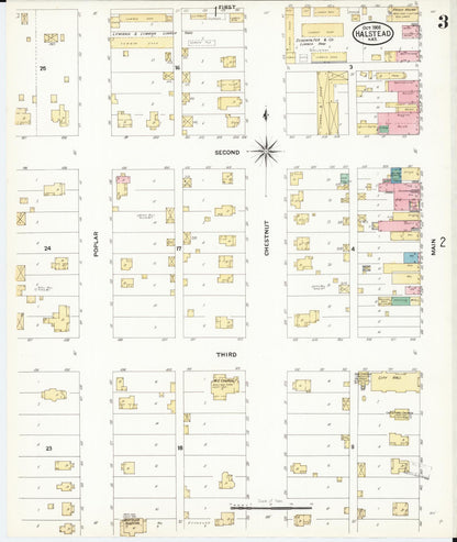 Sanborn Fire Insurance Map from Halstead, Harvey County, Kansas (1908), Sheet #0003 - Complete Map Set gallery image, historic Sanborn map, vintage wall art, Kansas Kansas
