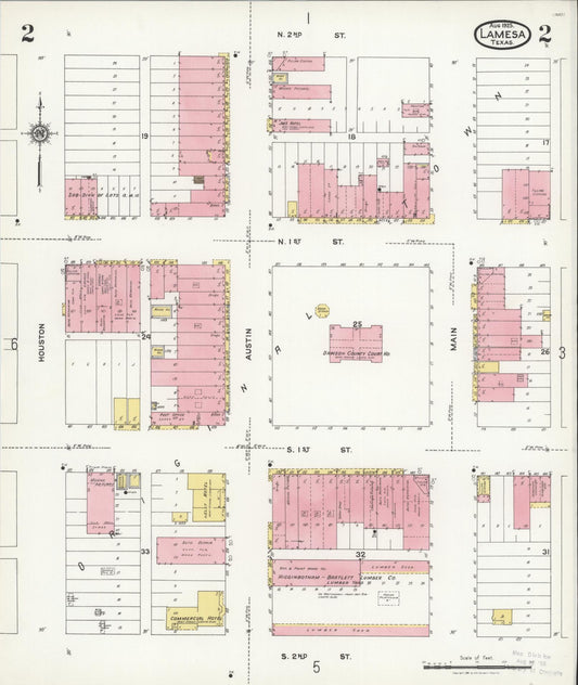 Sanborn Fire Insurance Map from Lamesa, Dawson County, Texas (1925), Sheet #0002 - Historic Sanborn Fire Insurance Map Print, vintage old map wall art, antique decor, genealogy gift, Texas Texas map