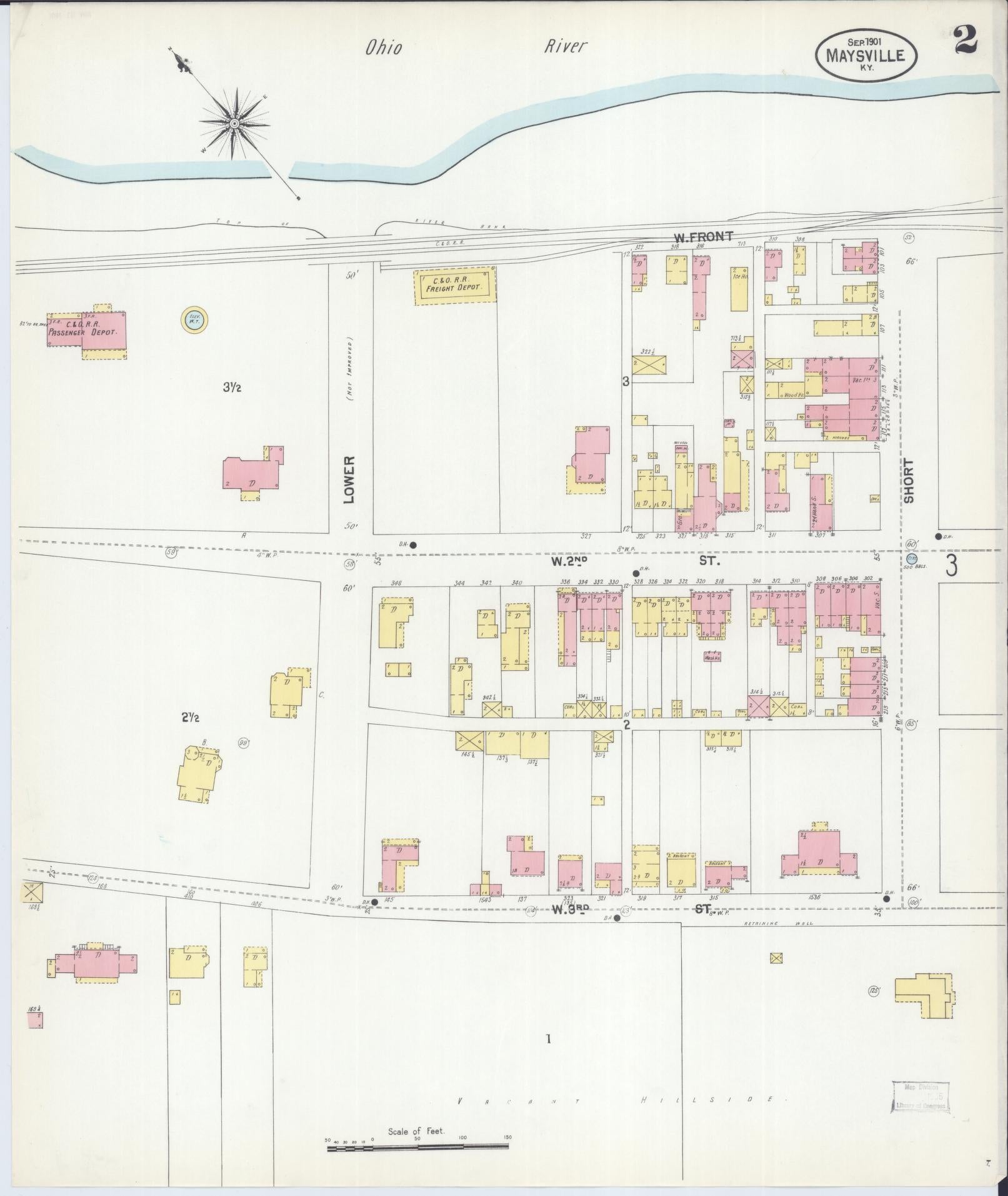 Sanborn Fire Insurance Map from Maysville, Mason County, Kentucky (1901), Sheet #0002 - Complete Map Set gallery image, historic Sanborn map, vintage wall art, Kentucky Kentucky