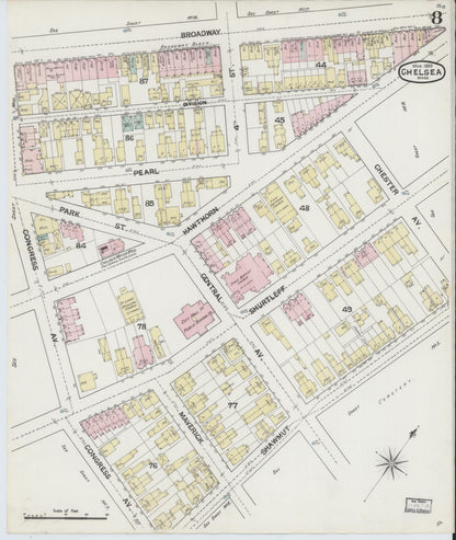 Sanborn Fire Insurance Map from Chelsea, Suffolk County, Massachusetts (1889), Sheet #0008 - Historic Sanborn Fire Insurance Map Print, vintage old map wall art, antique decor, genealogy gift, Massachusetts Massachusetts map