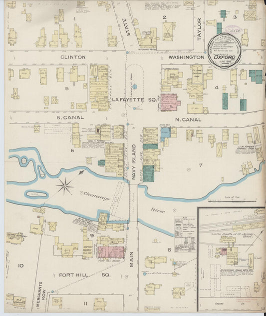 Sanborn Fire Insurance Map from Oxford, Chenango County, New York (1886), Sheet #0001 - Historic Sanborn Fire Insurance Map Print, vintage old map wall art, antique decor, genealogy gift, New York New York map