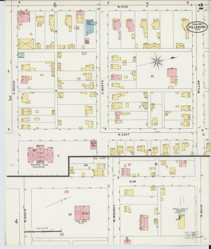 Sanborn Fire Insurance Map from Hillsboro, Highland County, Ohio (1898), Sheet #0002 - Historic Sanborn Fire Insurance Map Print, vintage old map wall art, antique decor, genealogy gift, Ohio Ohio map