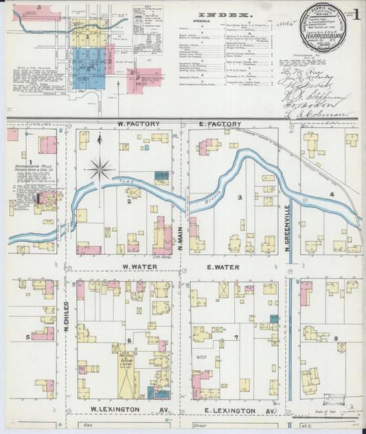 Sanborn Fire Insurance Map from Harrodsburg, Mercer County, Kentucky (1891), Sheet #0001 - Complete Map Set gallery image, historic Sanborn map, vintage wall art, Kentucky Kentucky