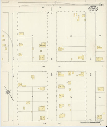 Sanborn Fire Insurance Map from Florala, Covington County, Alabama (1913), Sheet #0005 - Complete Map Set gallery image, historic Sanborn map, vintage wall art, Alabama Alabama