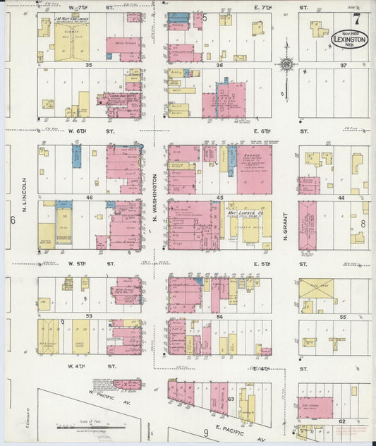 Sanborn Fire Insurance Map from Lexington, Dawson County, Nebraska (1920), Sheet #0007 - Historic Sanborn Fire Insurance Map Print, vintage old map wall art, antique decor, genealogy gift, Nebraska Nebraska map