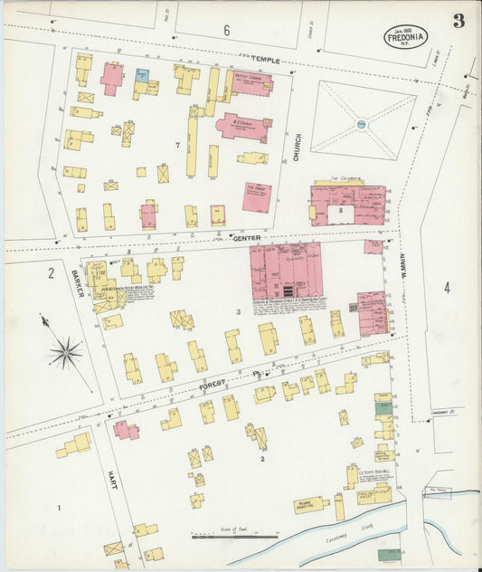 Sanborn Fire Insurance Map from Fredonia, Chautauqua County, New York (1902), Sheet #0003 - Historic Sanborn Fire Insurance Map Print, vintage old map wall art, antique decor, genealogy gift, New York New York map