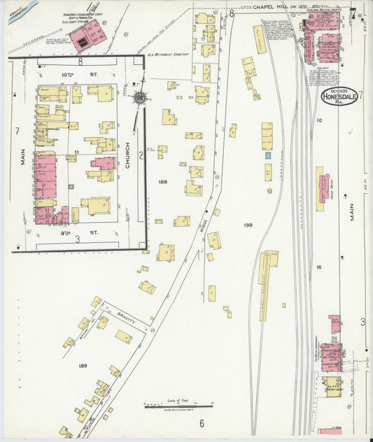 Sanborn Fire Insurance Map from Honesdale, Wayne County, Pennsylvania (1920), Sheet #0007 - Historic Sanborn Fire Insurance Map Print, vintage old map wall art, antique decor, genealogy gift, Pennsylvania Pennsylvania map