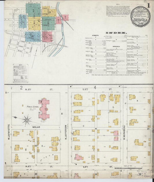 Sanborn Fire Insurance Map from Greenfield, Highland County, Ohio (1899), Sheet #0001 - Historic Sanborn Fire Insurance Map Print, vintage old map wall art, antique decor, genealogy gift, Ohio Ohio map