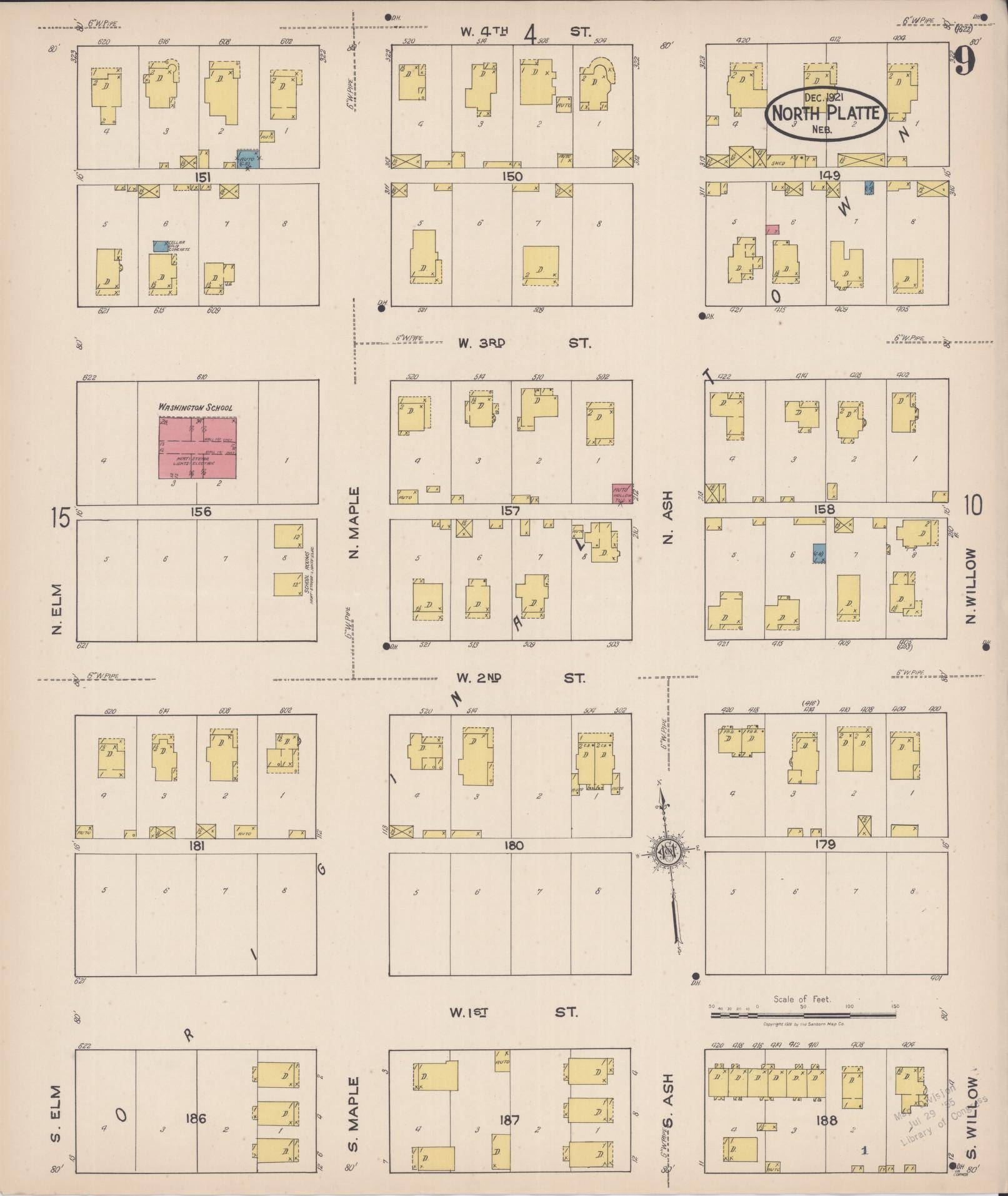 Sanborn Fire Insurance Map from North Platte, Lincoln County, Nebraska (1921), Sheet #0009 - Complete Map Set gallery image, historic Sanborn map, vintage wall art, Nebraska Nebraska