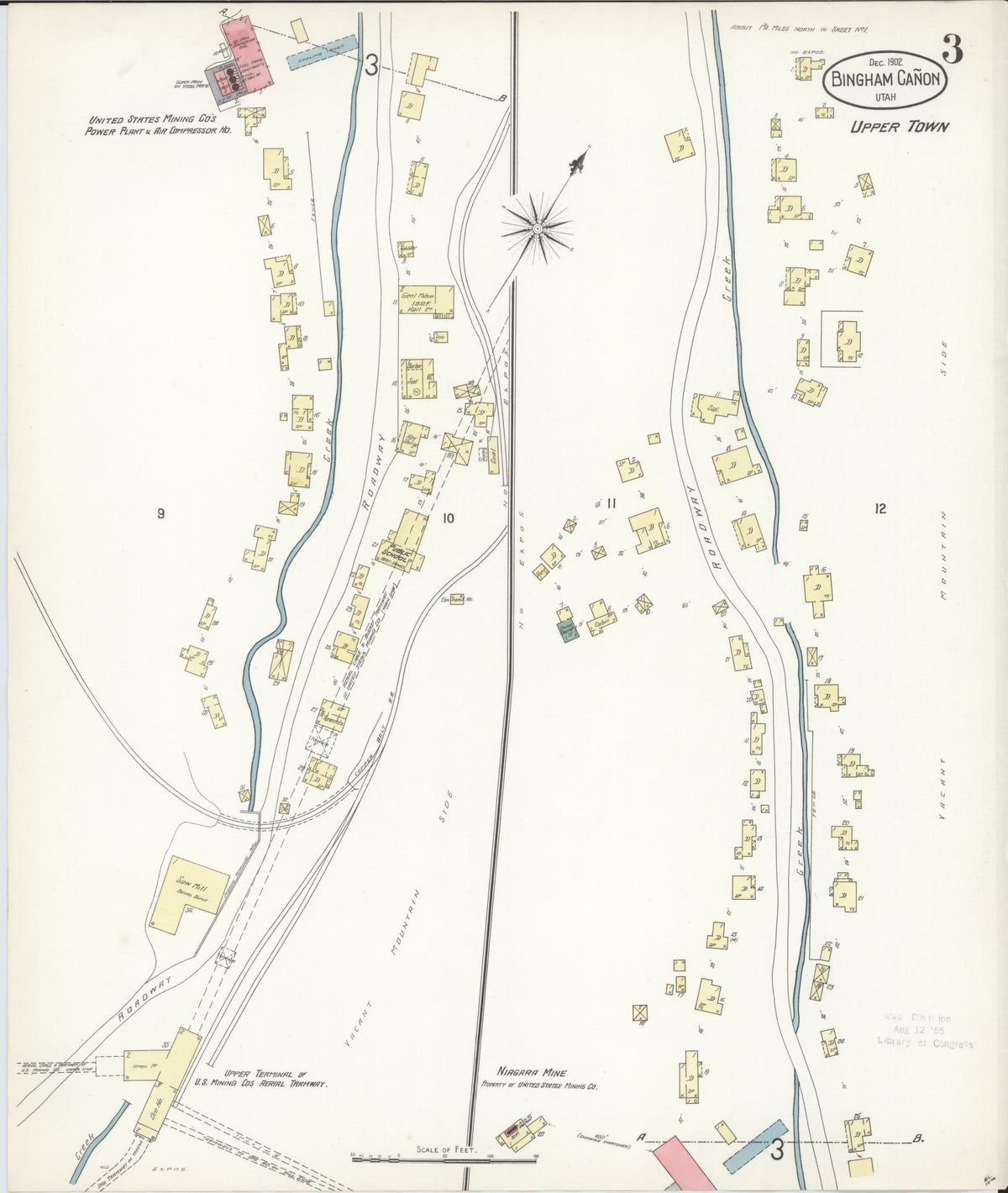 Sanborn Fire Insurance Map from Bingham Canyon, Salt Lake County, Utah (1902), Sheet #0003 - Historic Sanborn Fire Insurance Map Print, vintage old map wall art, antique decor, genealogy gift, Utah Utah map