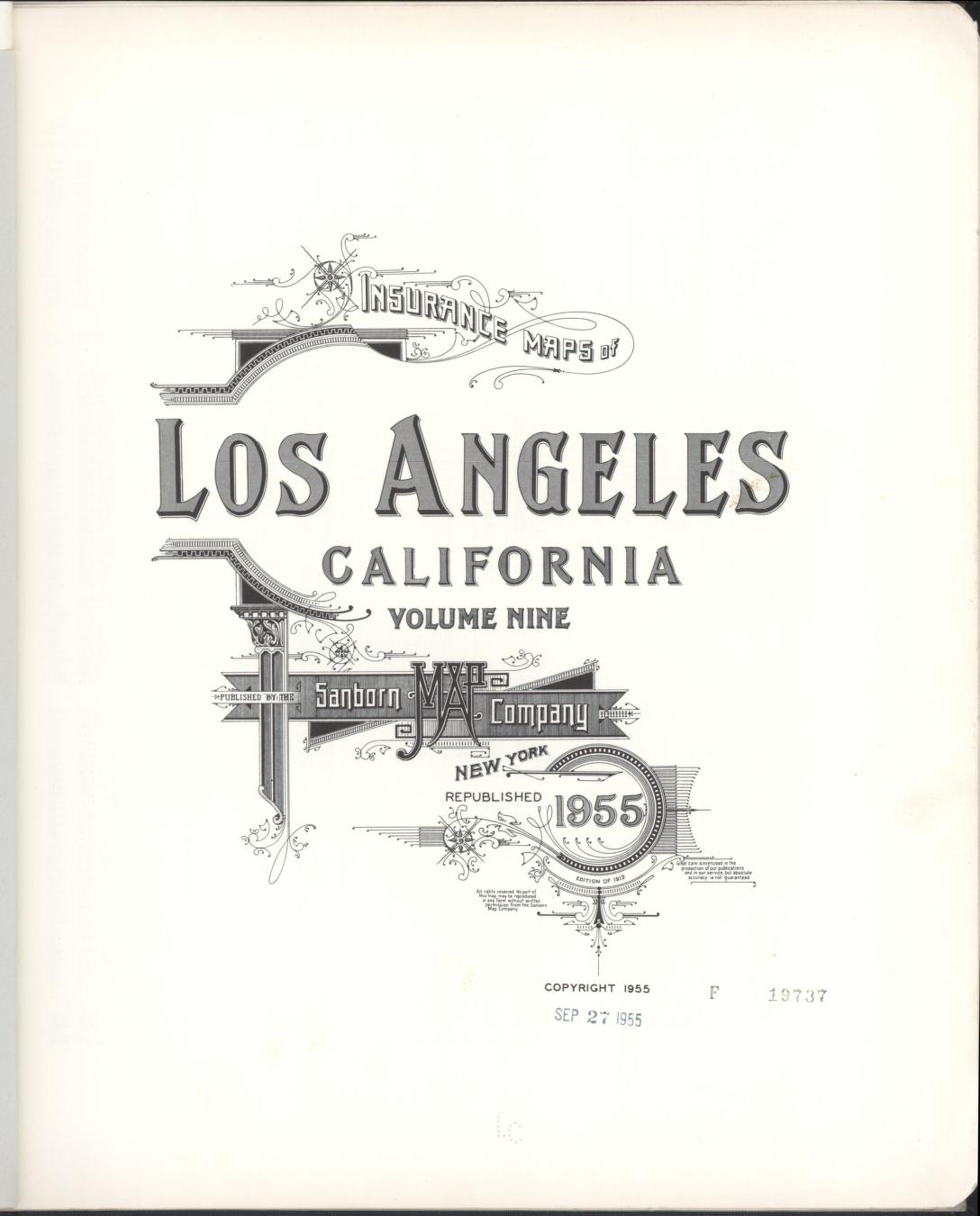 Sanborn Fire Insurance Map from Los Angeles, Los Angeles County, California (1955), Sheet #0001 - Historic Sanborn Fire Insurance Map Print, vintage old map wall art, antique decor, genealogy gift, California California map