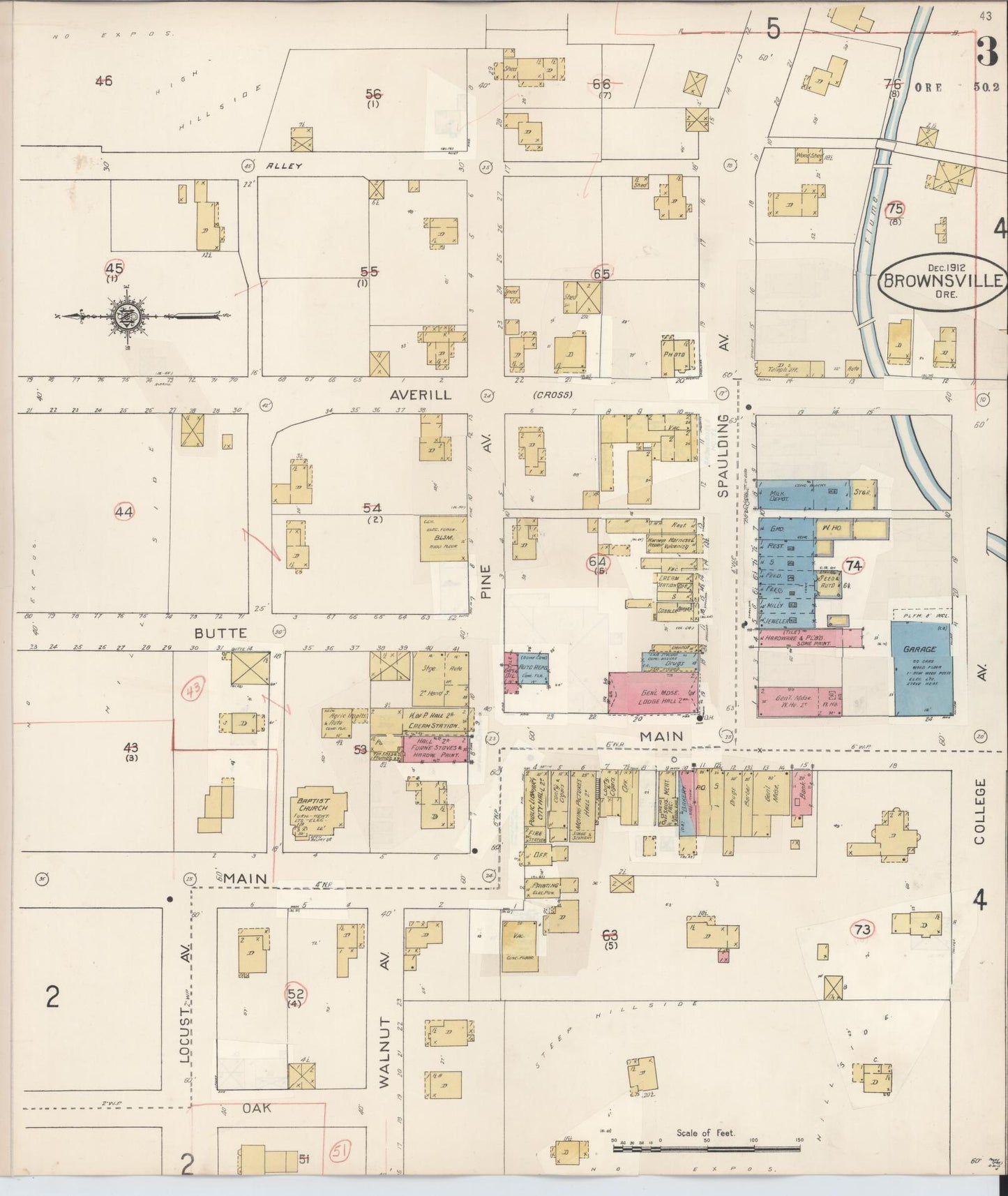 Sanborn Fire Insurance Map from Brownsville, Linn County, Oregon (1912), Sheet #0003 - Complete Map Set gallery image, historic Sanborn map, vintage wall art, Oregon Oregon