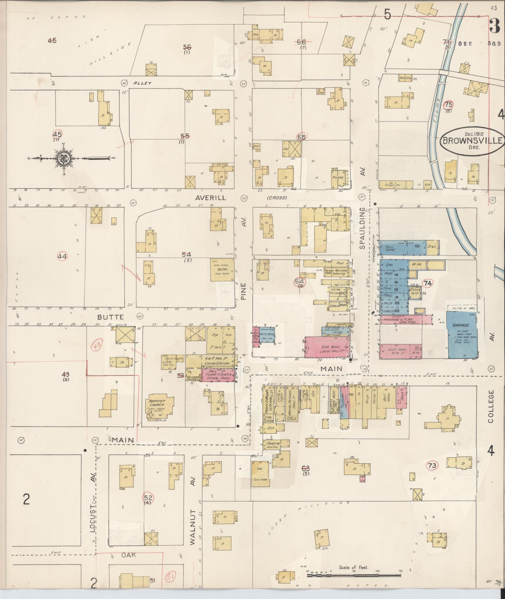 Sanborn Fire Insurance Map from Brownsville, Linn County, Oregon (1912), Sheet #0003 - Complete Map Set gallery image, historic Sanborn map, vintage wall art, Oregon Oregon