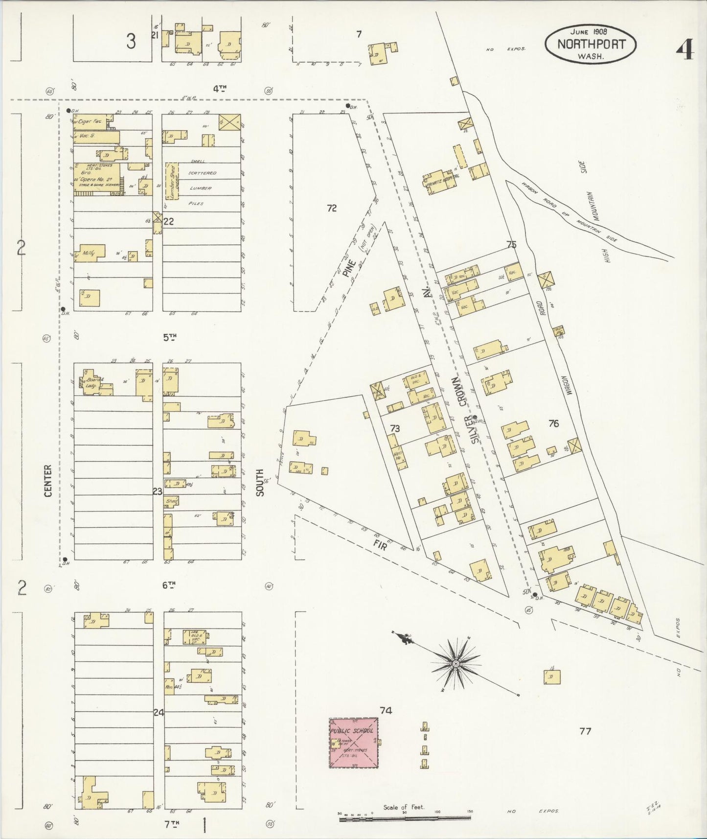 Sanborn Fire Insurance Map from Northport, Stevens County, Washington (1908), Sheet #0004 - Historic Sanborn Fire Insurance Map Print, vintage old map wall art, antique decor, genealogy gift, Washington Washington map