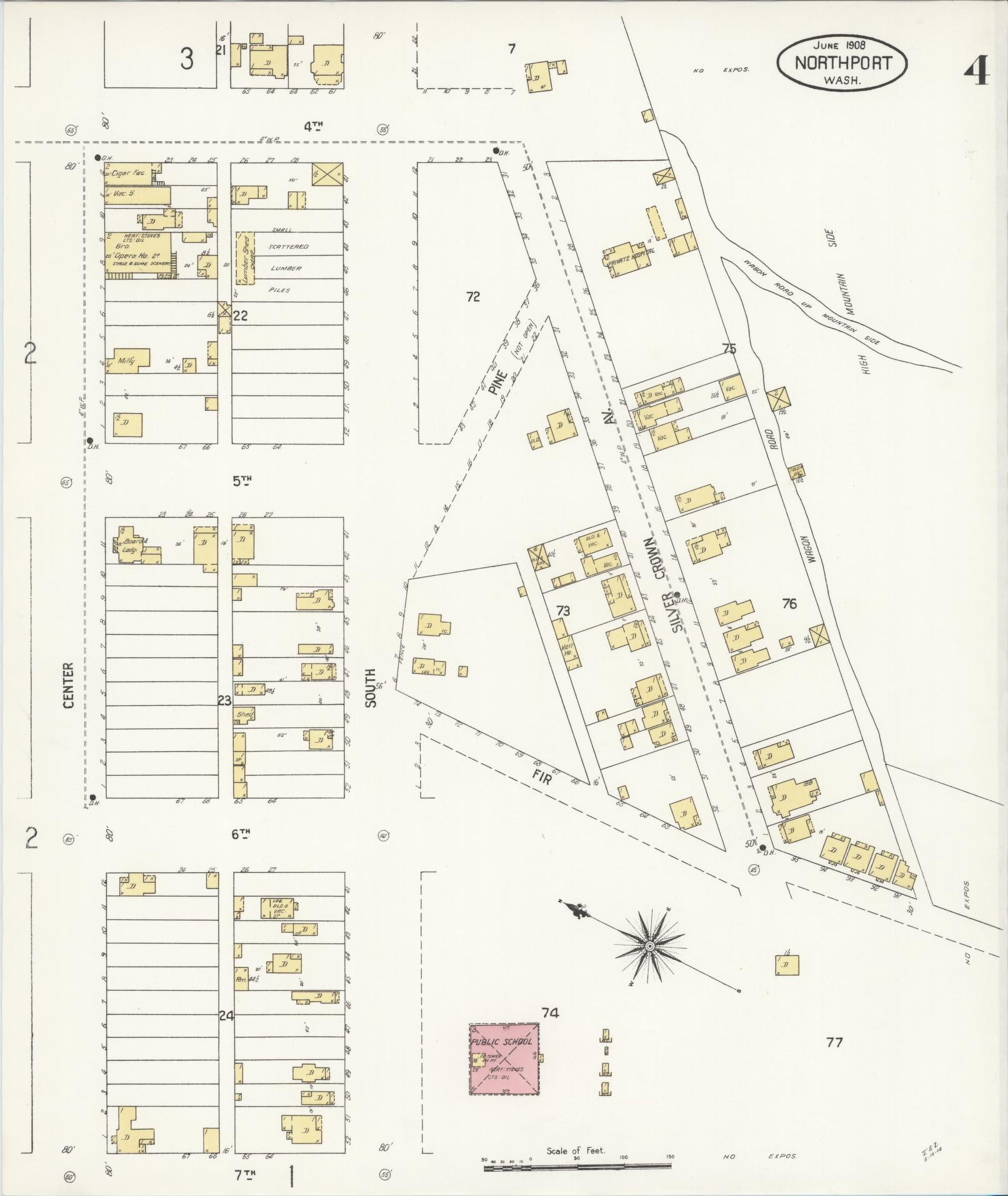 Sanborn Fire Insurance Map from Northport, Stevens County, Washington (1908), Sheet #0004 - Historic Sanborn Fire Insurance Map Print, vintage old map wall art, antique decor, genealogy gift, Washington Washington map