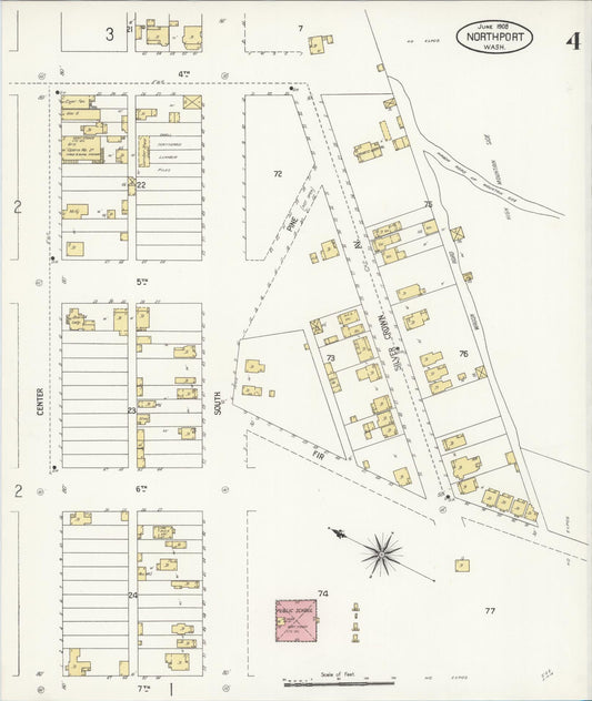 Sanborn Fire Insurance Map from Northport, Stevens County, Washington (1908), Sheet #0004 - Historic Sanborn Fire Insurance Map Print, vintage old map wall art, antique decor, genealogy gift, Washington Washington map